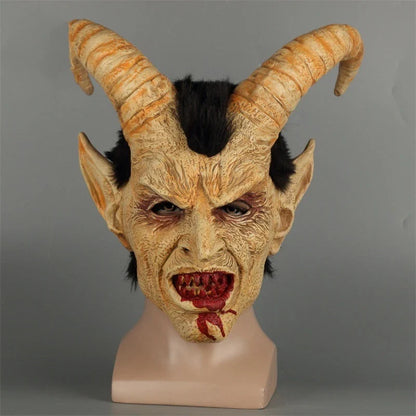 High-quality latex mask featuring the chilling visage of Lucifer, the Prince of Darkness, for cosplay, Halloween, and other dark-themed occasions.