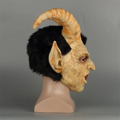 High-quality latex mask featuring the chilling visage of Lucifer, the Prince of Darkness, for cosplay, Halloween, and other dark-themed occasions.