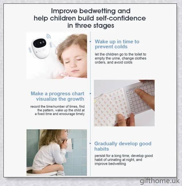 Anti Bedwetting And Dampness Alarm with wireless design and multiple reminding methods for children and the elderly