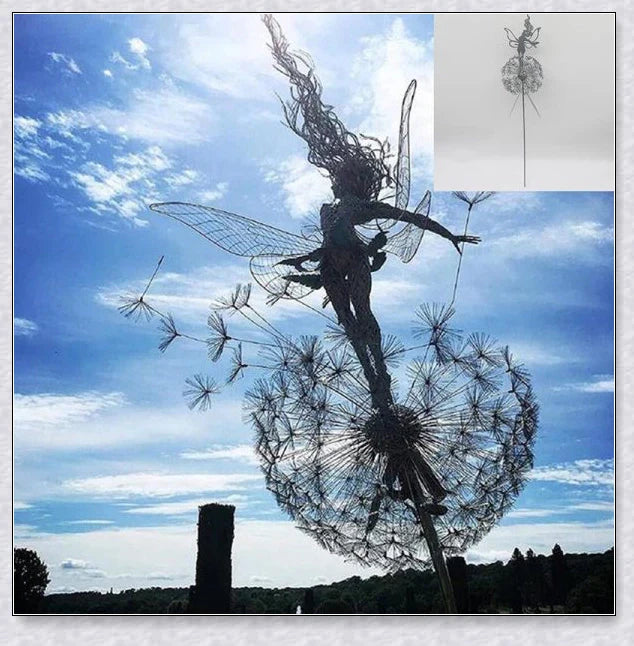 Wonderland Garden Decoration with Fairy and Dandelion Dance motif, designed for enchanting outdoor decor