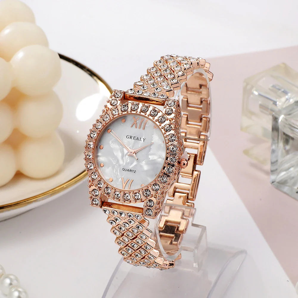 Elegant quartz watch with diamond butterfly design and zircon-encrusted bracelet