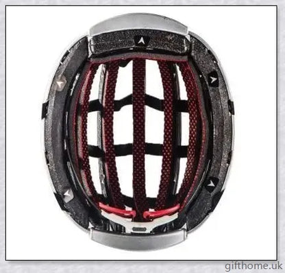 A foldable bicycle helmet made with durable materials and designed for urban commuting
