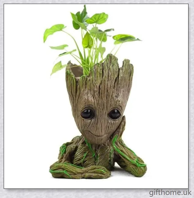 Decorative Groot-themed ceramic planter pot for displaying houseplants or organising desks