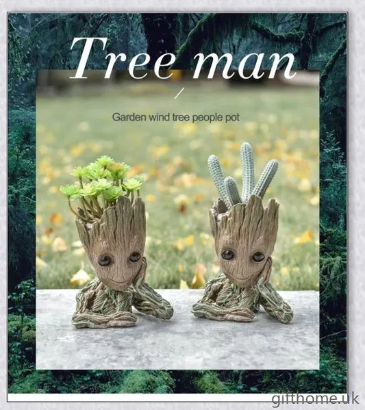 Decorative Groot-themed ceramic planter pot for displaying houseplants or organising desks