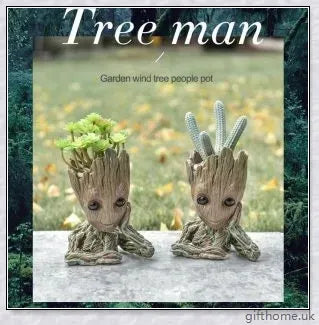 Decorative Groot-themed ceramic planter pot for displaying houseplants or organising desks