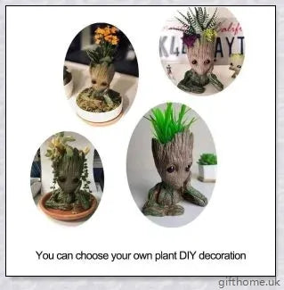 Decorative Groot-themed ceramic planter pot for displaying houseplants or organising desks