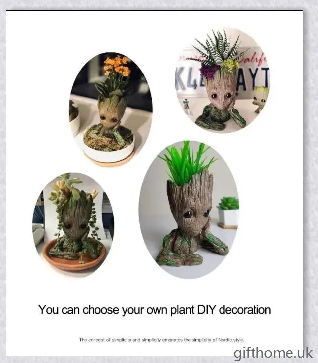 Decorative Groot-themed ceramic planter pot for displaying houseplants or organising desks