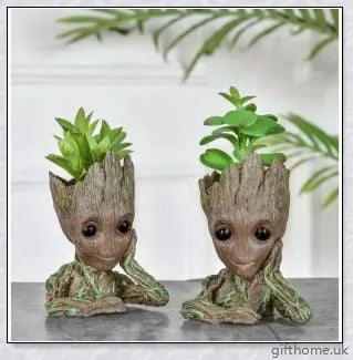 Decorative Groot-themed ceramic planter pot for displaying houseplants or organising desks