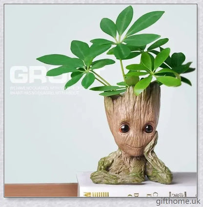 Decorative Groot-themed ceramic planter pot for displaying houseplants or organising desks