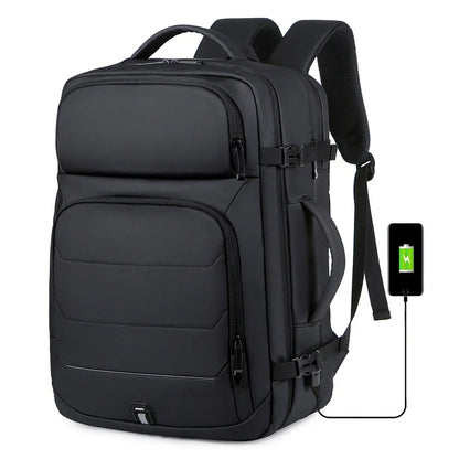 A sleek and versatile travel backpack with multiple compartments and an expandable design, perfect for fashion-conscious students.
