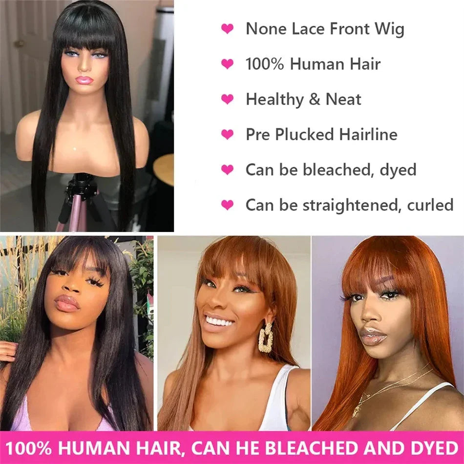Premium human hair wig with full mechanism headgear for a natural-looking, versatile fringe