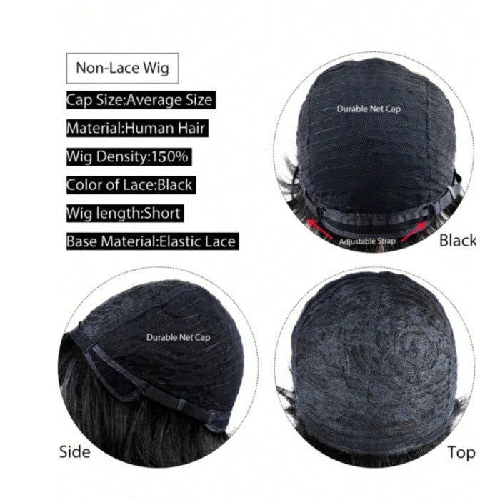 Premium human hair wig with full mechanism headgear for a natural-looking, versatile fringe