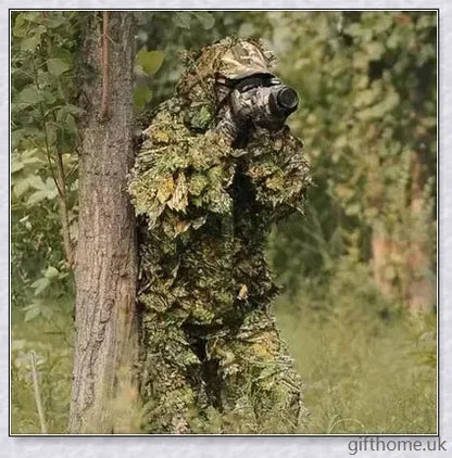 Ghillie Camouflage Camo Suit with 3D leaf pattern for seamless blending in natural environments