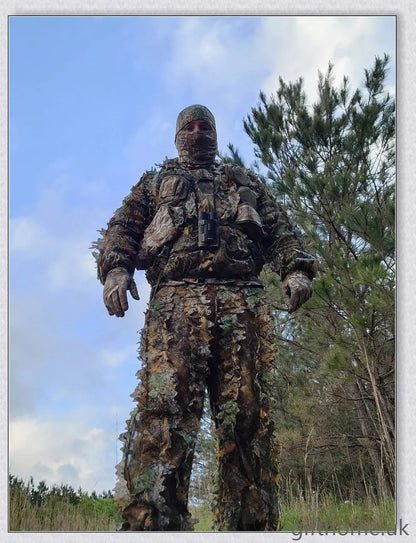 Ghillie Camouflage Camo Suit with 3D leaf pattern for seamless blending in natural environments