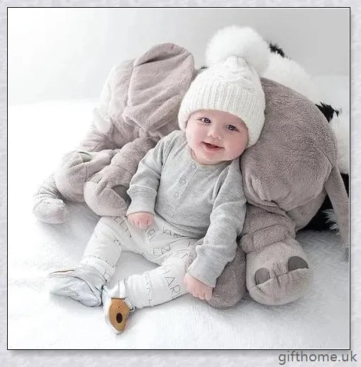 Soft, cuddly elephant-shaped plush toy pillow in a variety of colours, perfect for babies, toddlers, and kids