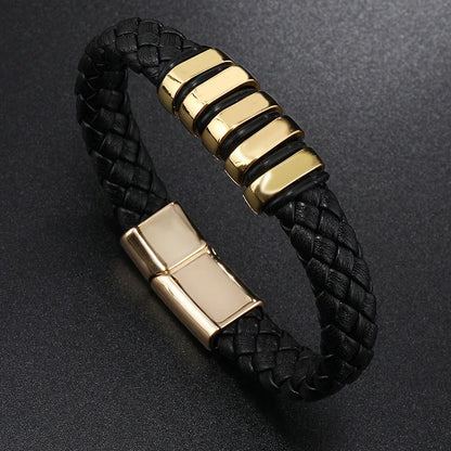 Handcrafted multi-layer leather woven bracelet in various colours