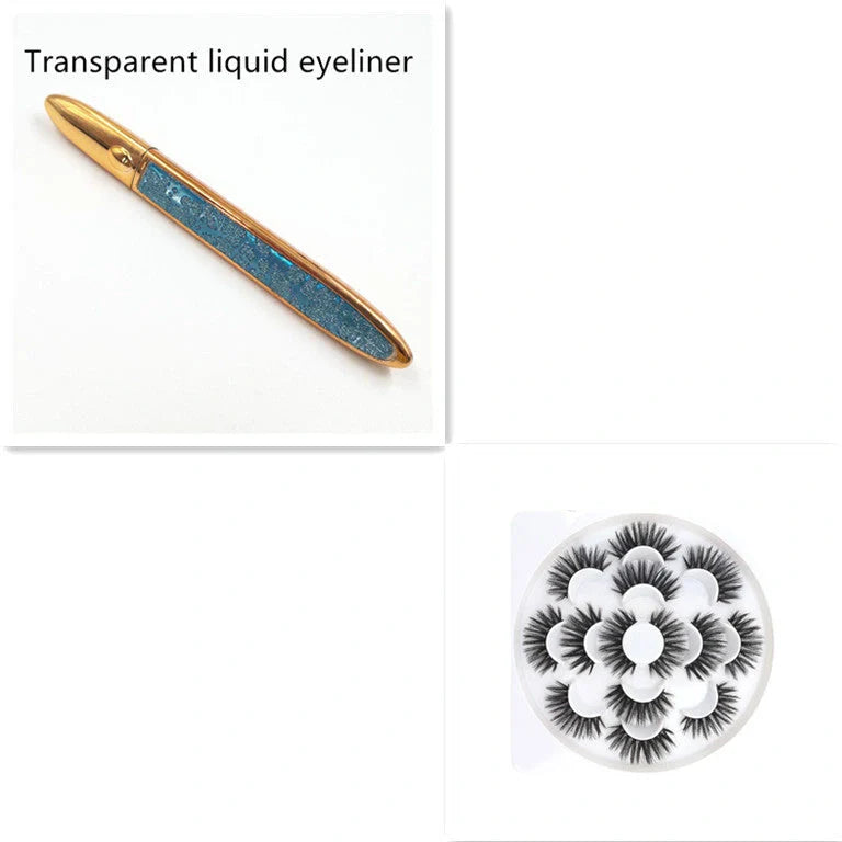 Premium self-adhesive eyeliner and false lash set in various shades