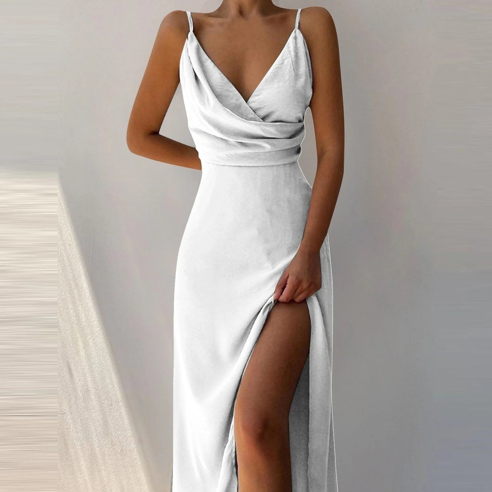 V-neck Slip Dress with floral print and side slit in various colours