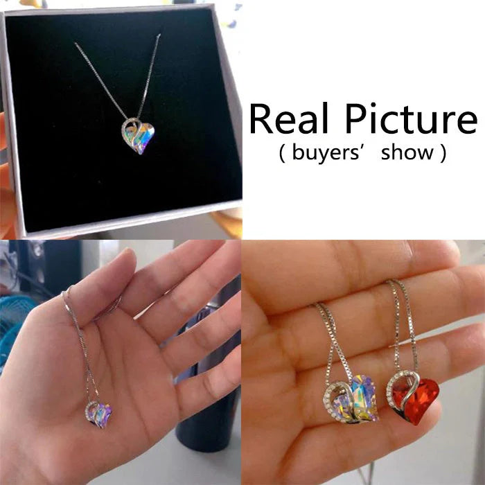 925 silver heart-shaped geometric necklace for women in various colours