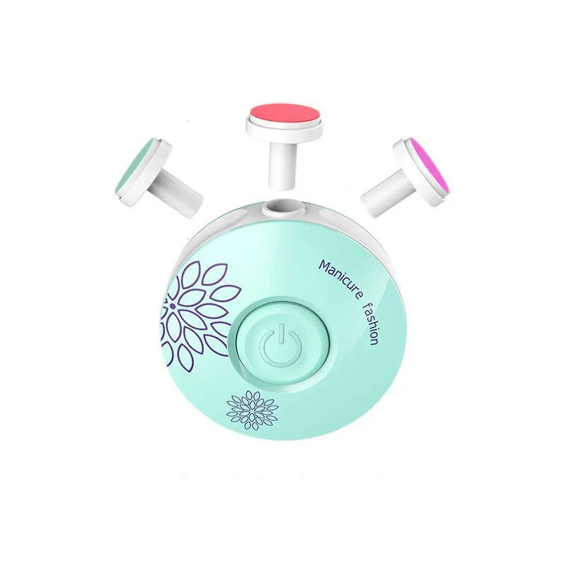 Baby Electric Nail Grinder in red and green with multiple grinding heads