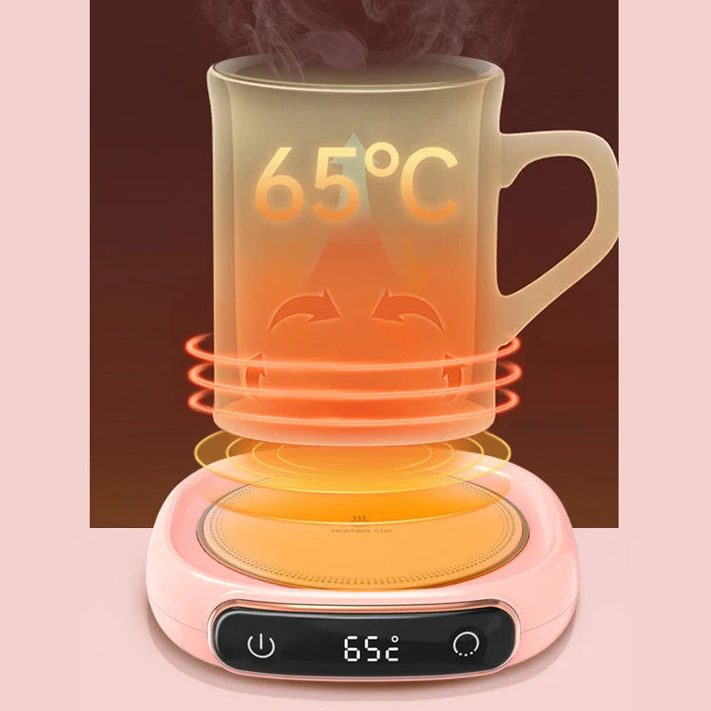Sleek cordless coffee mug warmer keeps hot drinks at perfect temperature for hours