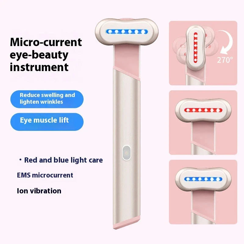 Rejuvenating eye massager with microcurrent, red light therapy, and vibration for youthful, radiant skin