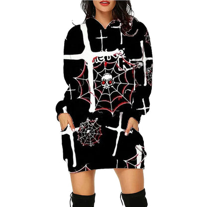 A cozy, stylish Halloween hoodie with a unique spooktacular print, roomy pockets, and soft polyester fabric