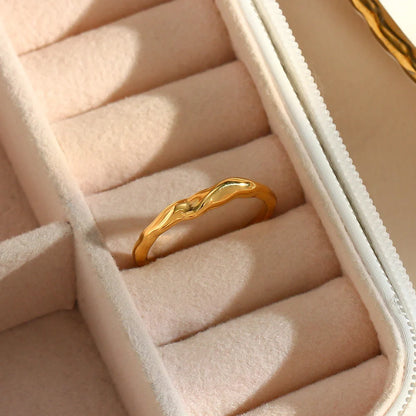 Elegant adjustable stainless steel bamboo ring with gold finish