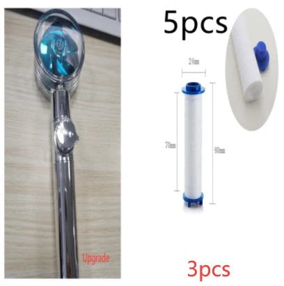 Turbo Propeller Shower Head in various colours with 360-degree fan extension