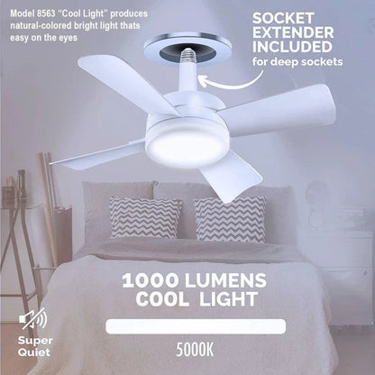 Ceiling fan with integrated LED light, remote control, and adjustable speed settings for optimal home climate and illumination