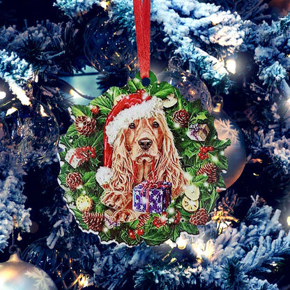 Personalised wooden Christmas ornament with geometric design and painted finish