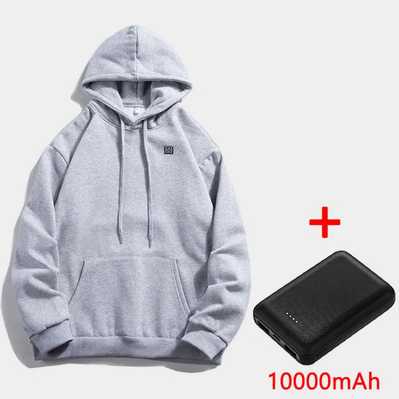 2024 Outdoor Electric USB Heating Jacket in black and grey with adjustable warmth settings