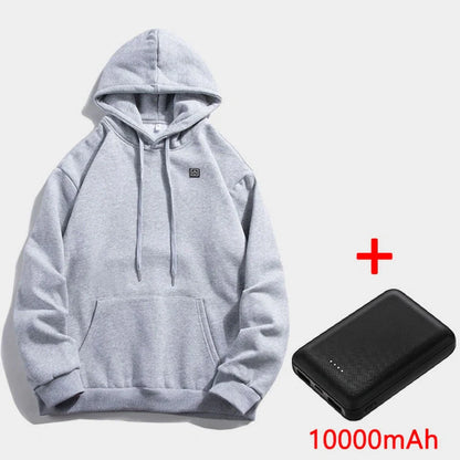 2024 Outdoor Electric USB Heating Jacket in black and grey with adjustable warmth settings