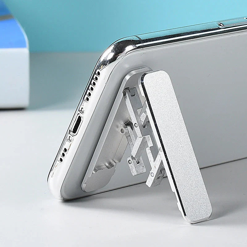 Premium aluminum alloy folding smartphone stand with adjustable viewing angle and one-second unfolding design