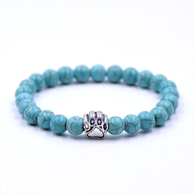 Natural stone dog paw bracelet with anti-fatigue properties, unisex design