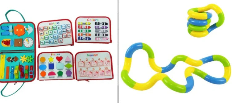 Children's felt busy board for dressing and buttoning skills development