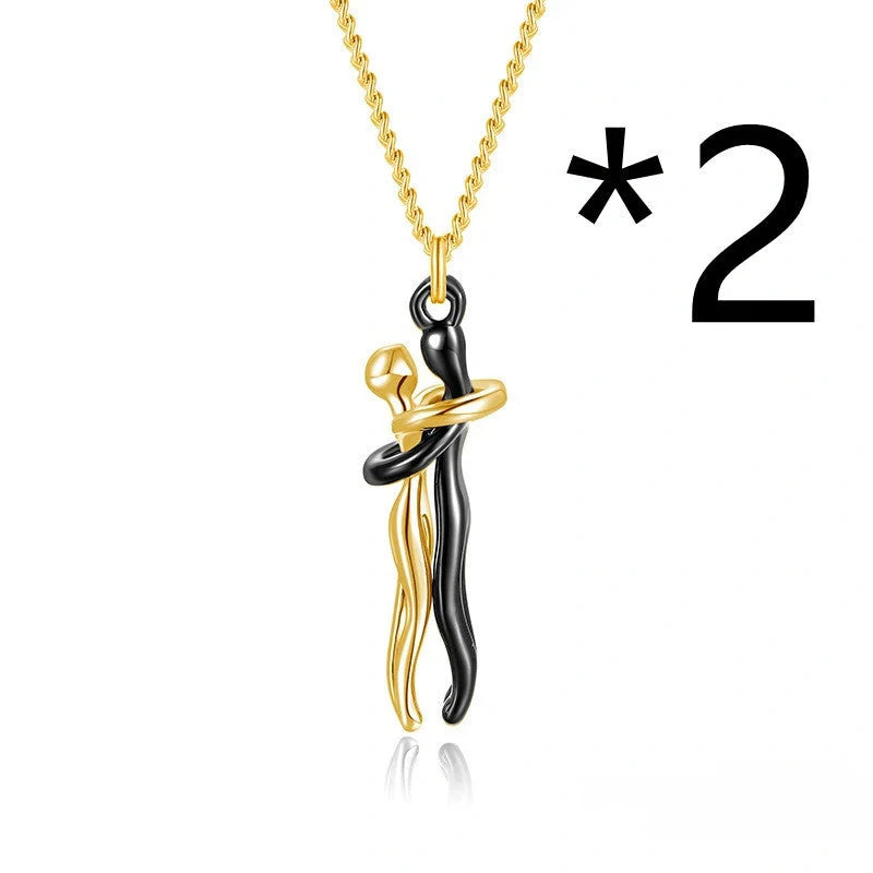 Affectionate Hug Necklace for couples in punk street style with snake bone chain