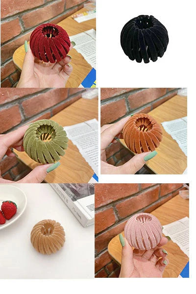 Velvet bird's nest hair ring hairpin in various colours for stylish ponytails