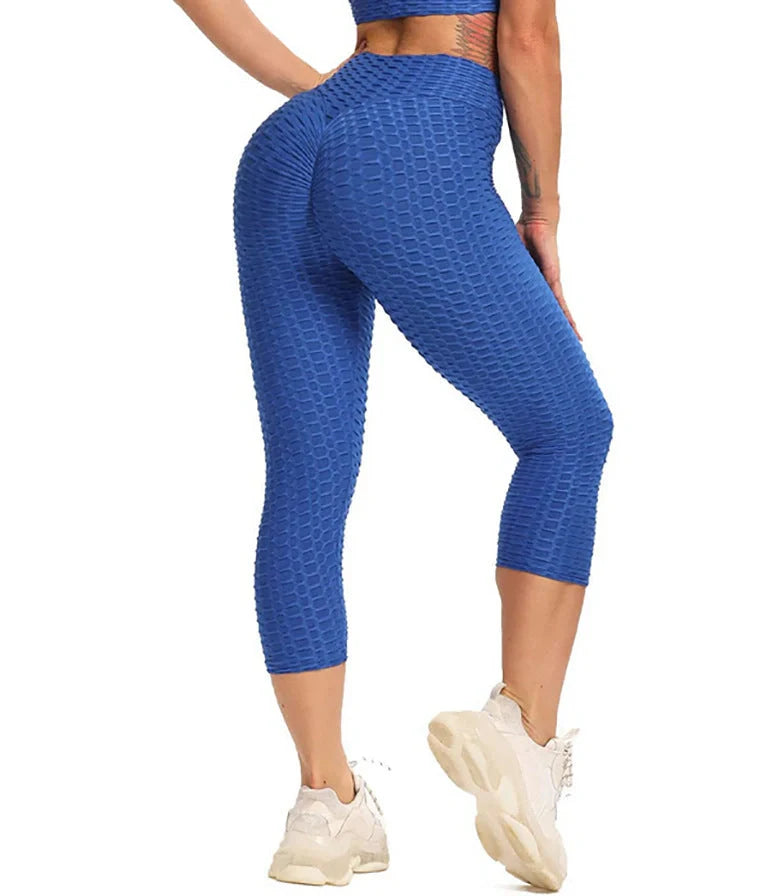 Women's high-waisted yoga pants with butt lifting design in various colours
