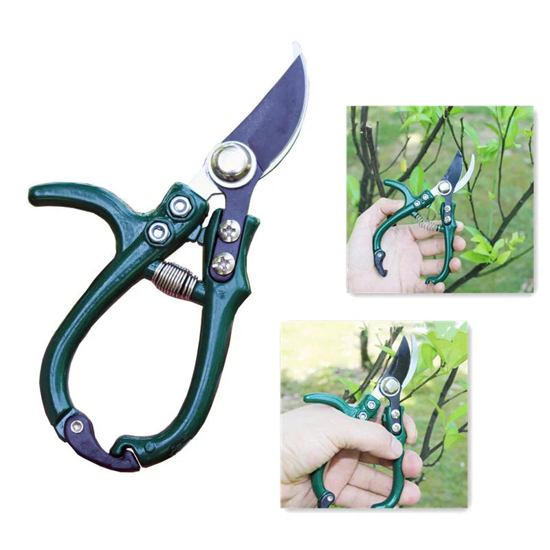 Multifunctional garden scissors with safety buckle and stainless steel spring for durable pruning