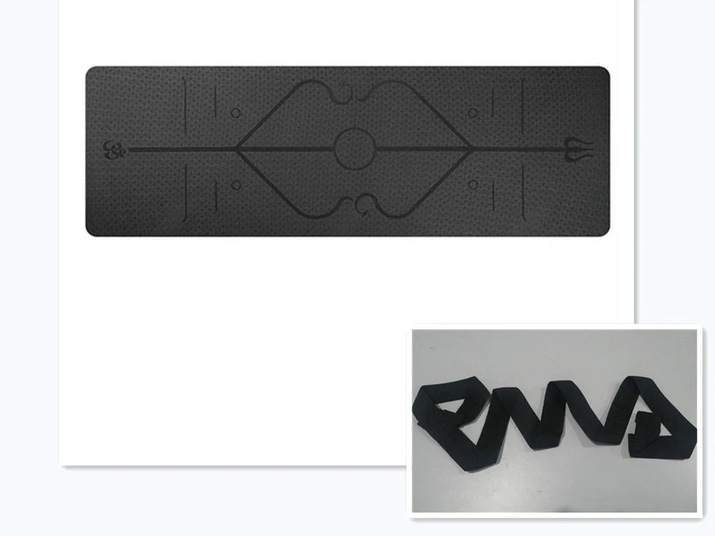 Non-slip TPE yoga mat with position lines for beginners, available in multiple colors