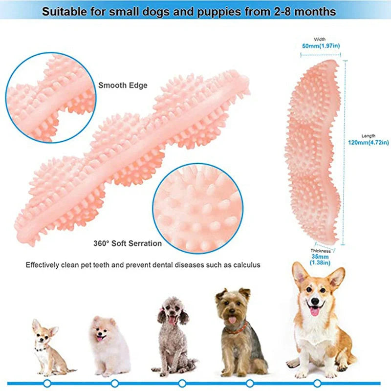 Natural rubber teeth cleaning dog toy for puppies, safe and durable