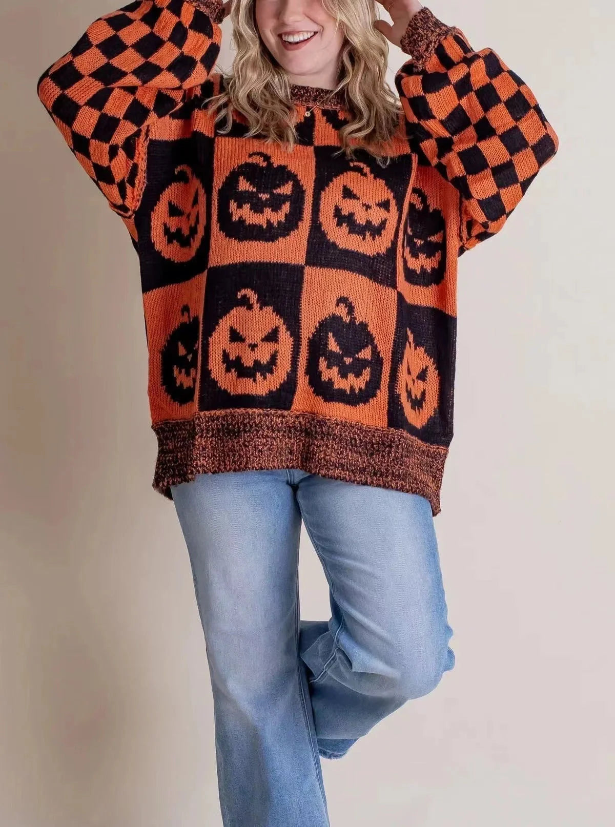 Halloween Cartoon Pumpkin Ghost Sweater in various colours