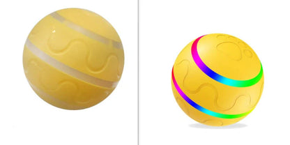 Automatic rotating cat toy in orange, yellow, and pink with USB charging