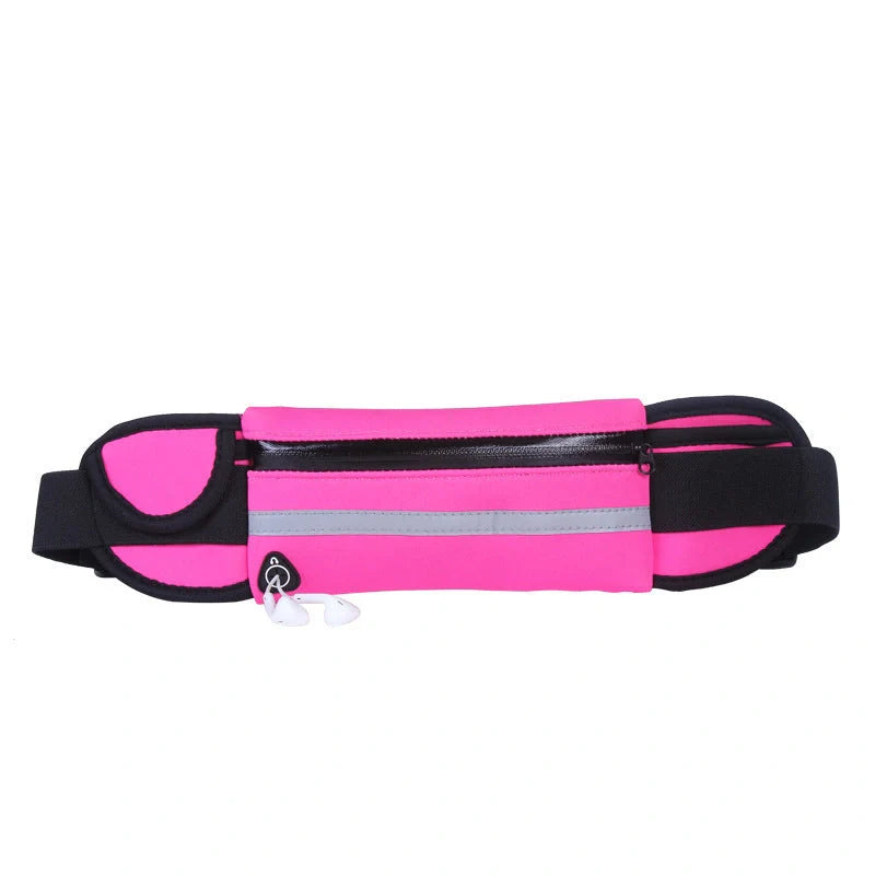 Slim nylon fitness waist bag with zipper pocket for secure storage during sports