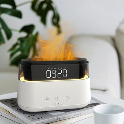 White Flame Humidifier with clock display and USB power