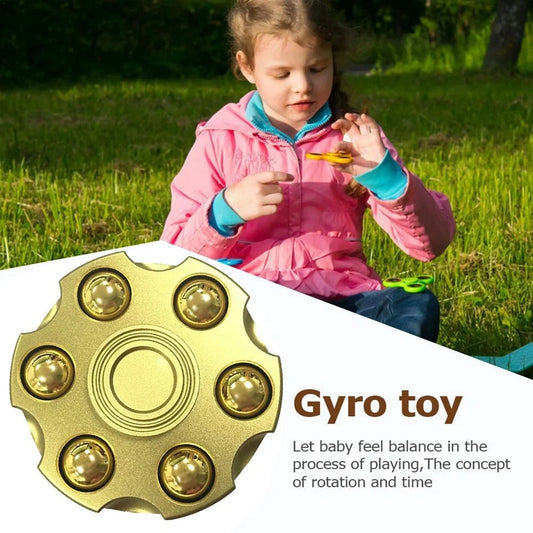 Brass gun revolver bullet fidget toy spinner with detachable rotating feature