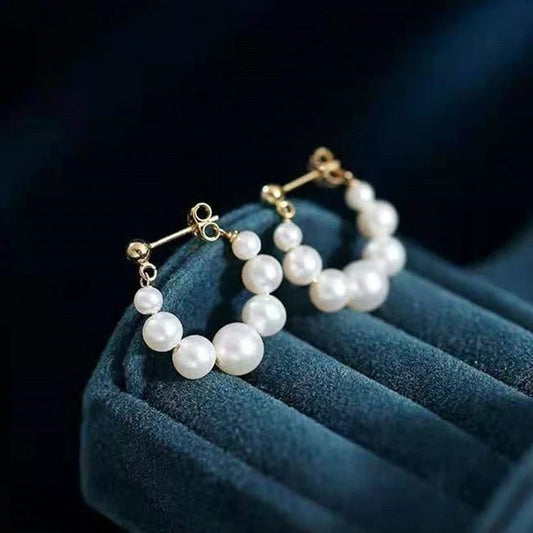 Elegant sterling silver pearl non-piercing clip earrings for women