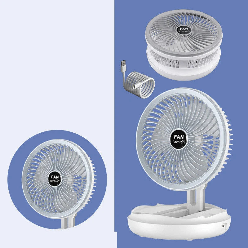 USB charging foldable table fan with LED light and adjustable speed settings