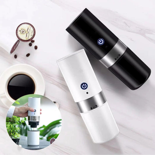 Portable automatic coffee maker with one-touch brewing and compatible with ground coffee or capsules
